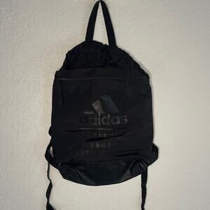 Adidas Black Soft Backpack Zipper Cinch Top Athletic Travel Three Stripe Life